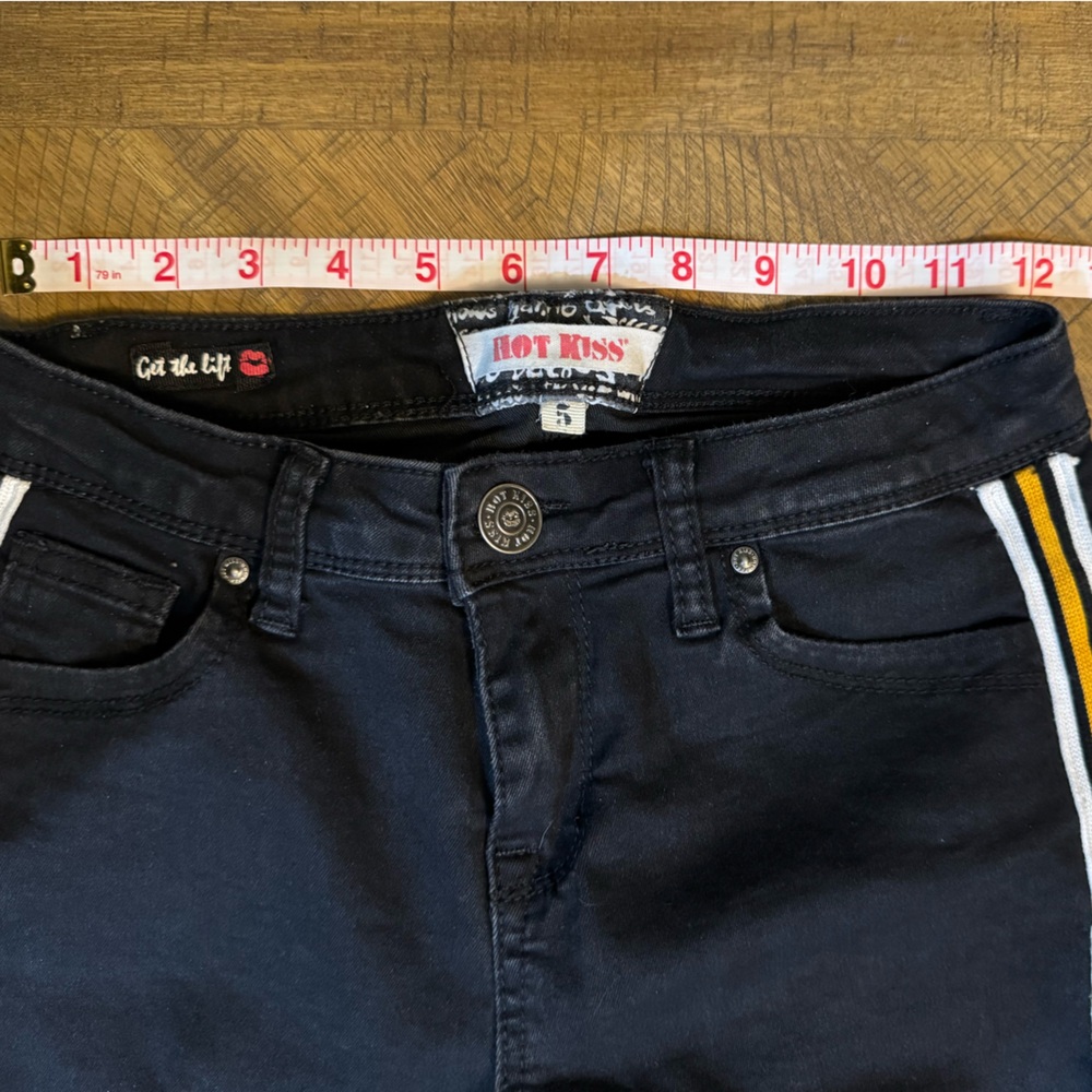 Hot Kiss “Get The Lift” Jeggings With Yellow And White Side Racing Stripe - Picture 7 of 10